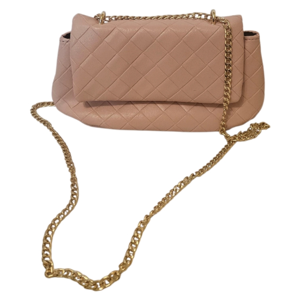 Pink ASOS Design Women's Weave Flap and Chain Handle Crossbody Bag